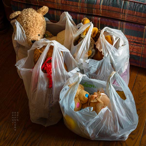 Teddy Bears in plastic bags