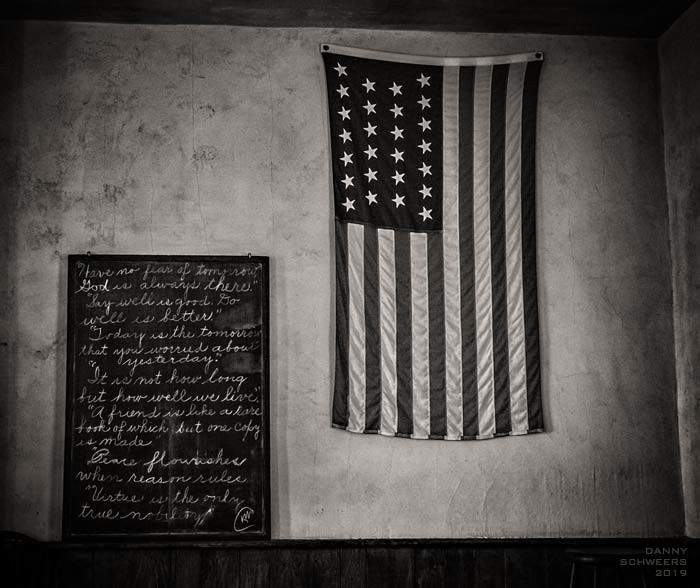 Yankee aphorisms and 1837 American Flag at Shelburne Museum, Vermont, photo by Danny N. Schweers