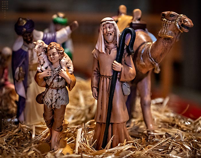 Photo of Christmas creche shepherds and wise men, by Danny N. Schweers, 2019.