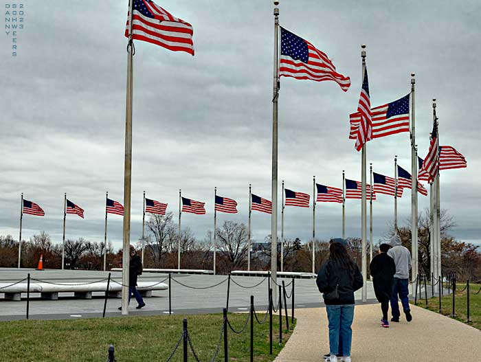 Flags at Washington Monument in Washington, DC by Danny N. Schweers